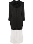 Toga Pleated Shift Dress - Black