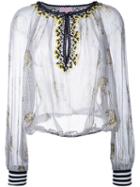 Giamba Tiger Print Blouse, Women's, Size: 38, White, Silk/polyester