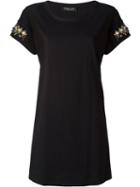 Twin-set Embellished Sleeve T-shirt, Women's, Size: Xs, Black, Cotton/polyester/crystal