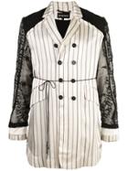 Ann Demeulemeester Lace Striped Trench - Neutrals