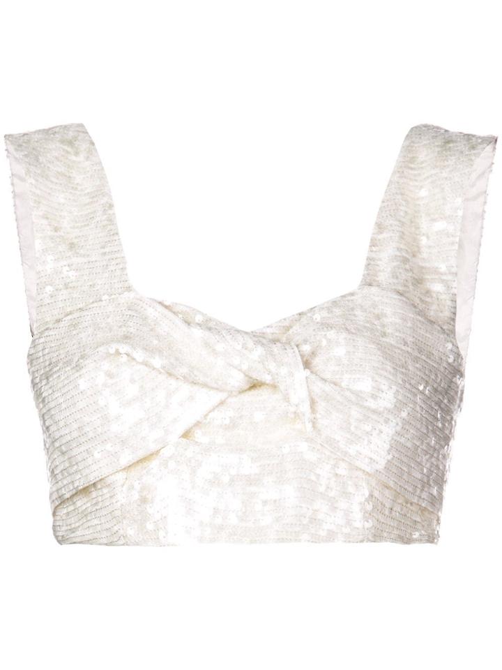 Beau Souci Sequin Embellished Cropped Top - White