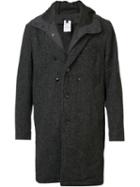 Engineered Garments Layered Buttoned Hooded Coat, Men's, Size: Xl, Grey, Wool/nylon
