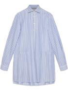 Gucci Cotton Oversize Shirt With Pockets - Blue
