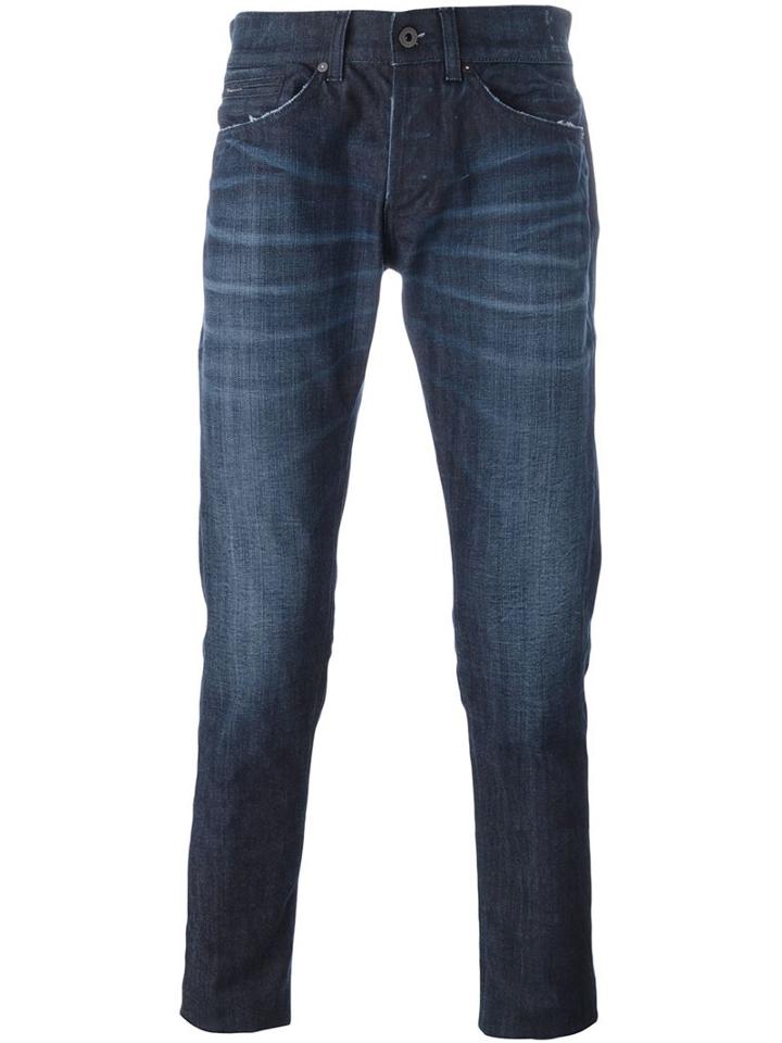 Dondup Stonewashed Jeans, Men's, Size: 34, Blue, Cotton/spandex/elastane/polyester