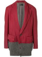 Kolor Single-breasted Two-tone Coat - Red