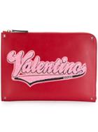 Valentino Garavani Rockstud Appliquéd Clutch - Red
