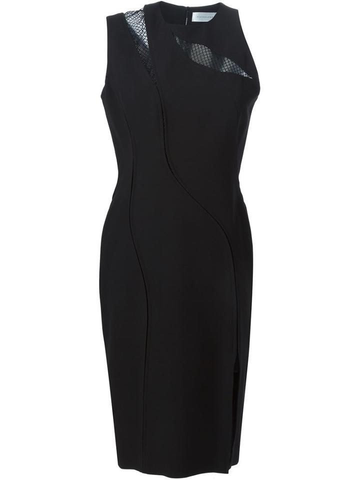 Victoria Beckham Mesh Detail Fitted Dress, Women's, Size: 8, Black, Silk/cotton/wool