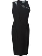Victoria Beckham Mesh Detail Fitted Dress, Women's, Size: 8, Black, Silk/cotton/wool