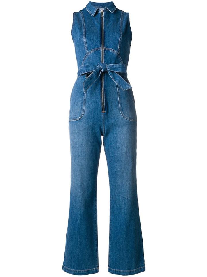 Alice+olivia Sleeveless Denim Jumpsuit - Blue