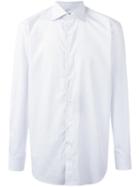 Canali Geometric Print Motif Shirt, Men's, Size: 40, White, Cotton