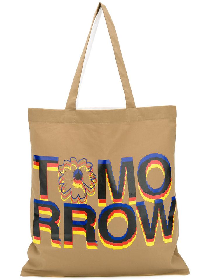 Stella Mccartney Slogan Tote Bag, Men's, Brown, Cotton