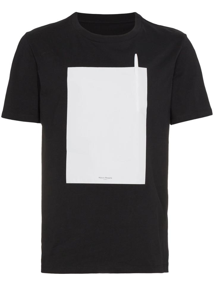 Maison Margiela Black T Shirt With Removable Pen