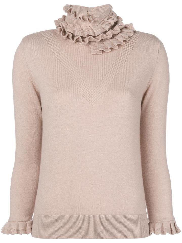 Barrie Flying Lace Cashmere Turtleneck Pullover - Pink & Purple