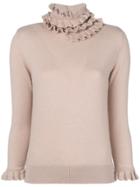 Barrie Flying Lace Cashmere Turtleneck Pullover - Pink & Purple