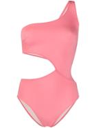 Solid & Striped Asymmetrical One-piece Swimsuit - Pink