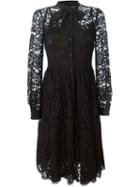 Dolce & Gabbana Floral Lace Dress, Women's, Size: 40, Black, Cotton/viscose/polyamide/polyamide