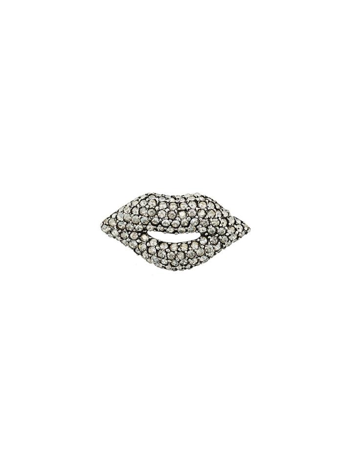 Sonia Rykiel Embellished Lips Brooche - Metallic