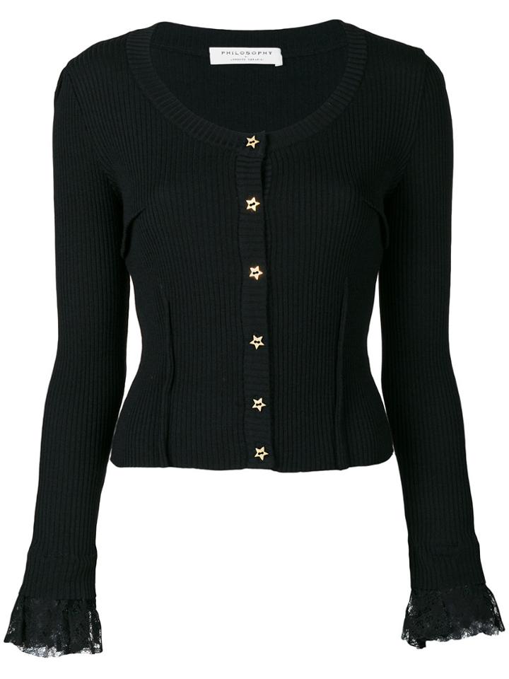 Philosophy Di Lorenzo Serafini Slim-fit Ribbed Cardigan - Black