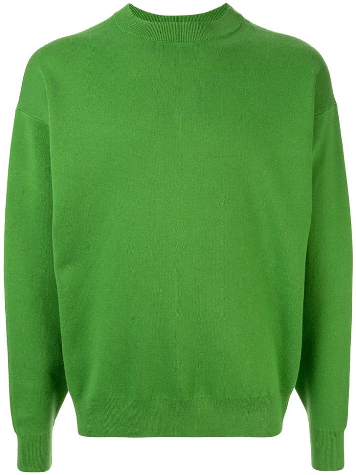 Caban Back Intarsia Knit Sweater - Green