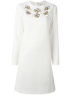 Stefano De Lellis Embellished Shift Dress, Women's, Size: 44, White, Polyester/spandex/elastane