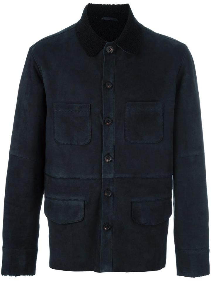 Desa 1972 Buttoned Leather Jacket - Blue