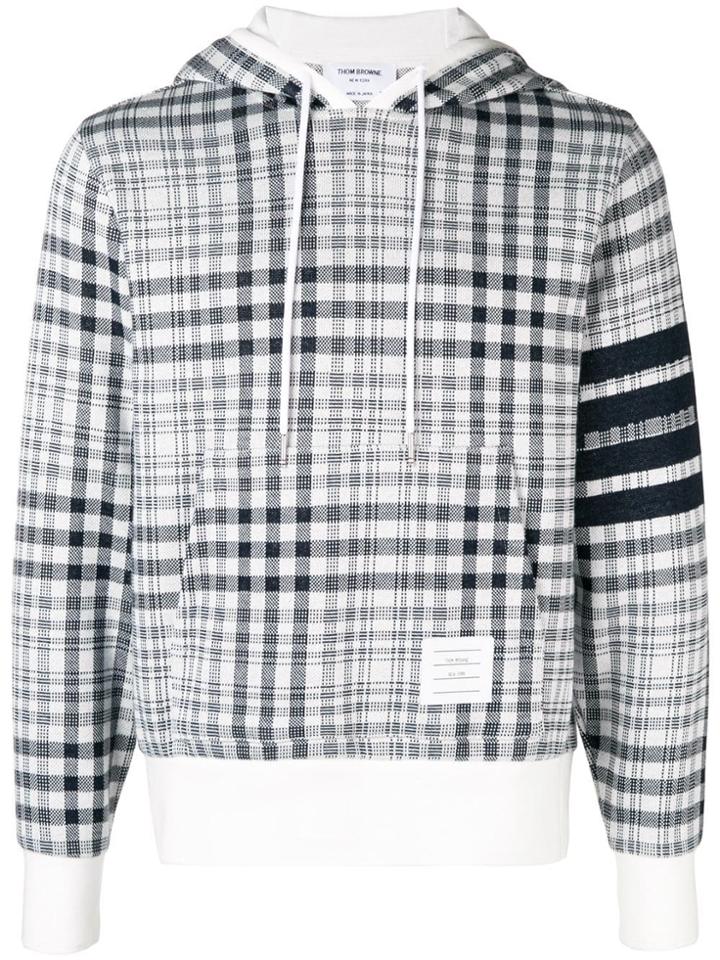 Thom Browne 4-bar Shadow Prince Of Wales Hoodie - White