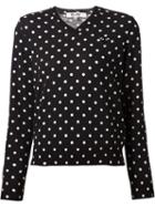 Comme Des Garçons Play Embroidered Heart Polka Dot Jumper, Women's, Size: Small, Black, Wool