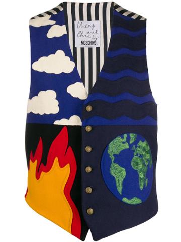 Moschino Pre-owned 1980s Patchwork Waistcoat - Blue