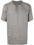 Transit - Buttoned Round Neck T-shirt - Men - Linen/flax - L, Grey, Linen/flax