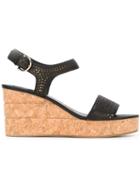 Salvatore Ferragamo Wedge Sandals, Women's, Size: 8, Black, Leather/rubber