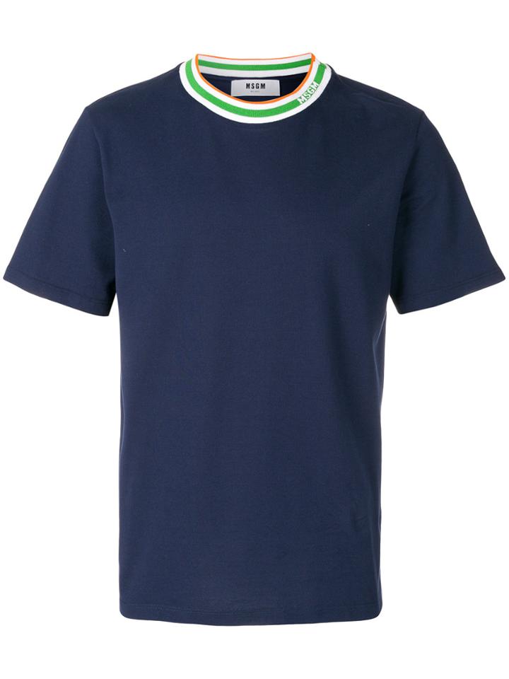 Msgm Contrast Neckline T-shirt - Blue