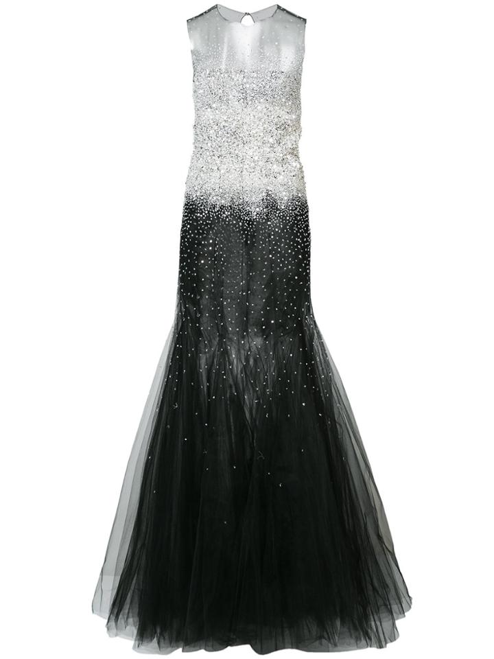 Oscar De La Renta Contrast Flared Gown - Black