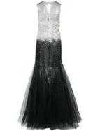Oscar De La Renta Contrast Flared Gown - Black