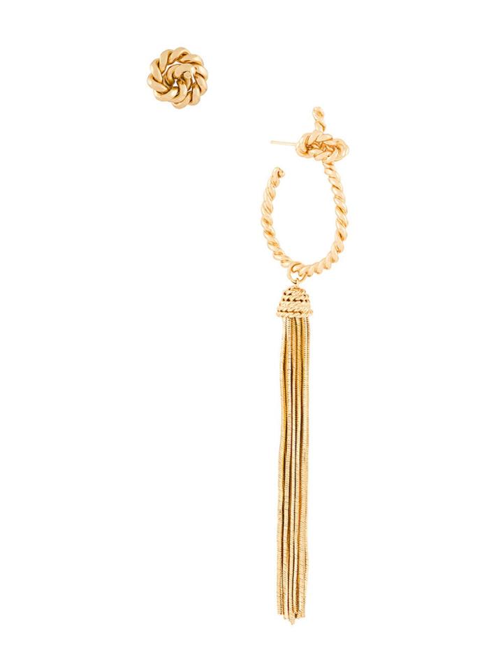 Ermanno Scervino Tassel Twisted Hoop Earrings - Metallic