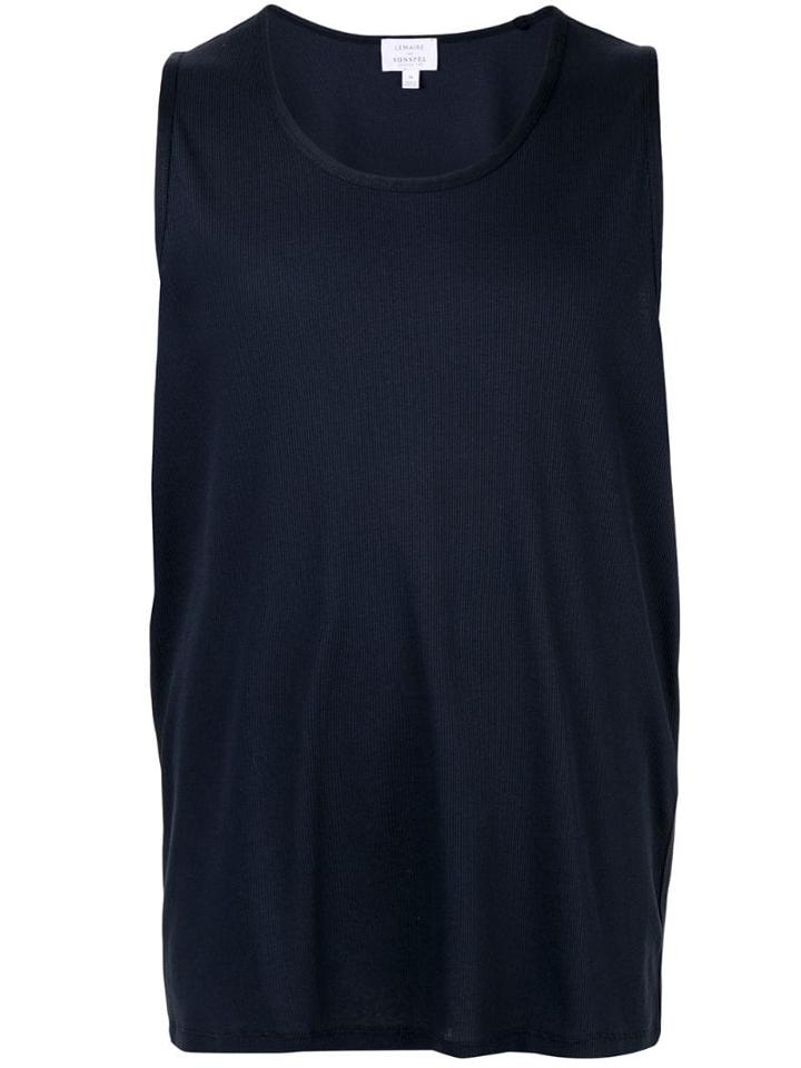 Sunspel Ribbed Tank Top - Black