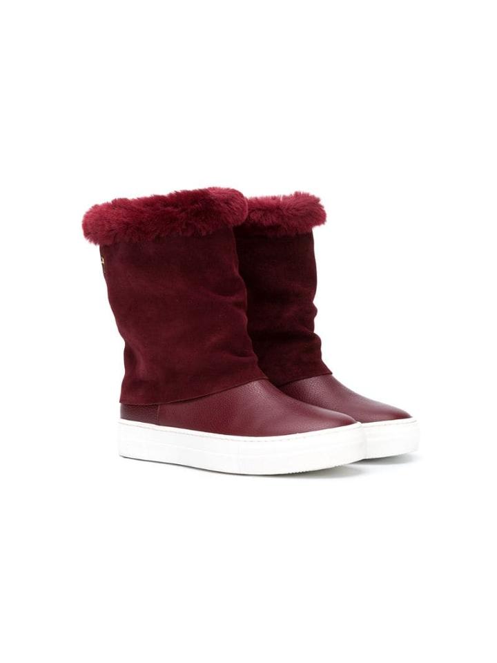Cesare Paciotti Kids Teen Shearling Ankle Boots - Red