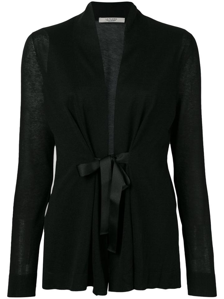 La Fileria For D'aniello Bow Tie Cardigan - Black
