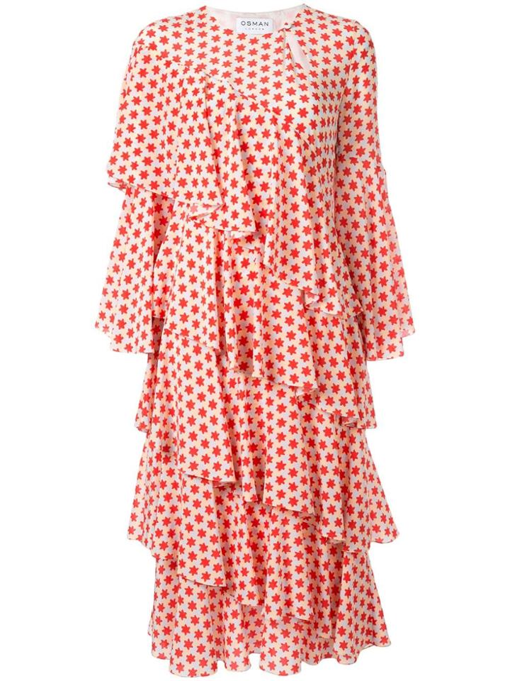 Osman Diaz Tiered Star-print Dress - Multicolour