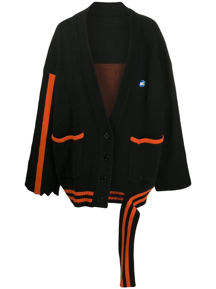 Ader Error Striped Boxy Fit Cardigan - Black