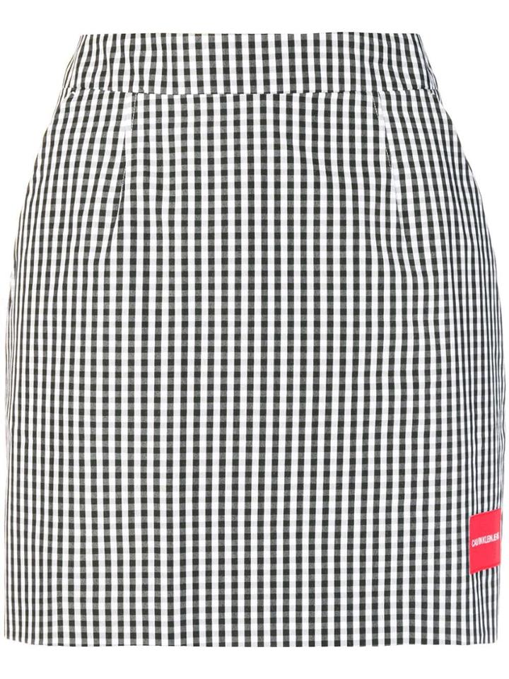 Ck Jeans Gingham Mini Skirt - Black