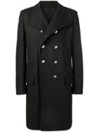 Balmain Double Breasted Wool Cashmere-blend Military Coat - Black