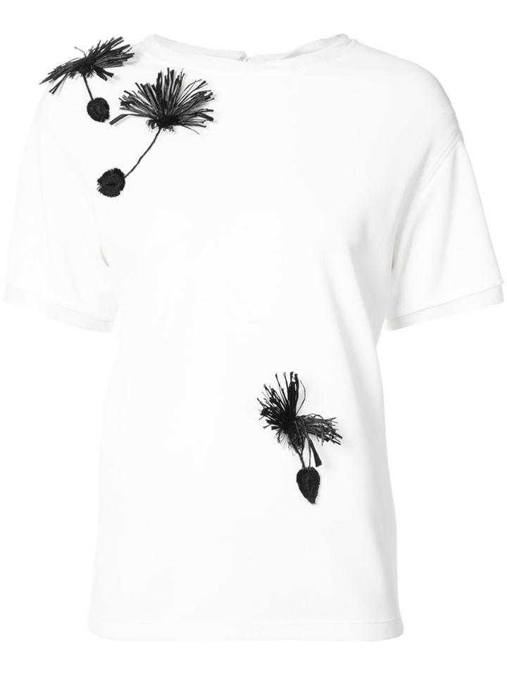 Carolina Herrera Floral Embroidered T-shirt - White