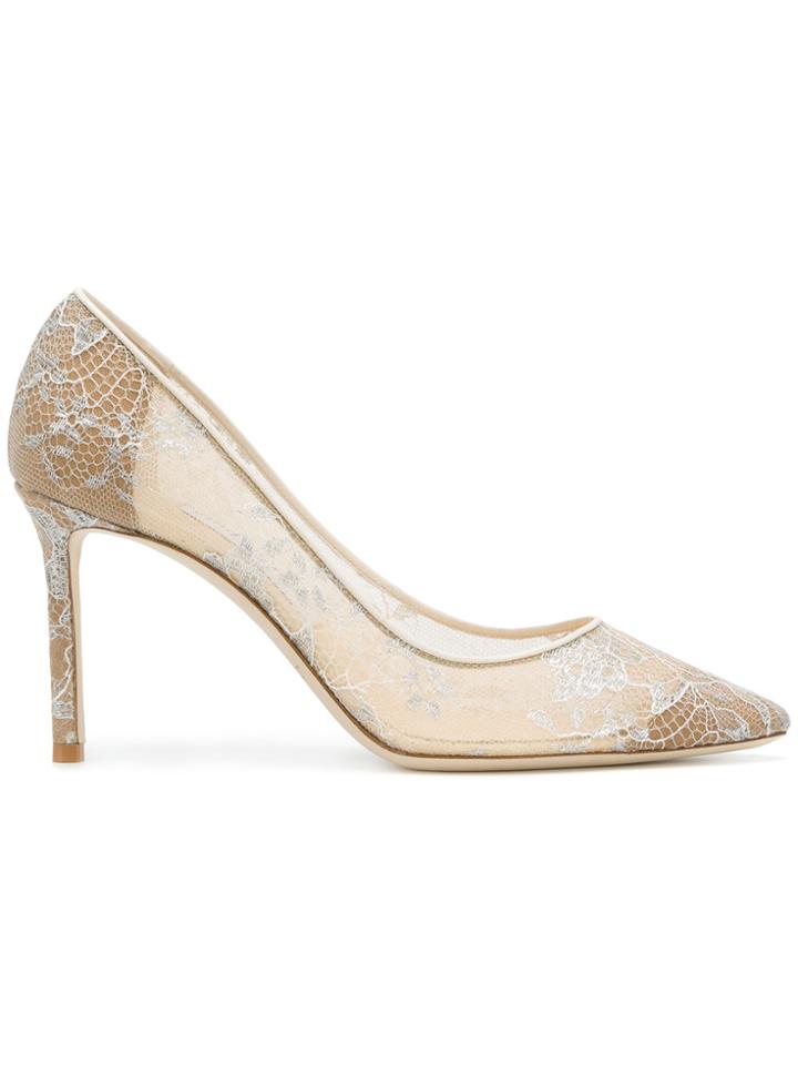 Jimmy Choo Romy 85 Lace Pumps - Nude & Neutrals