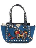Valentino Micro 'camubutterfly Rockstud' Trapeze Tote, Women's, Blue