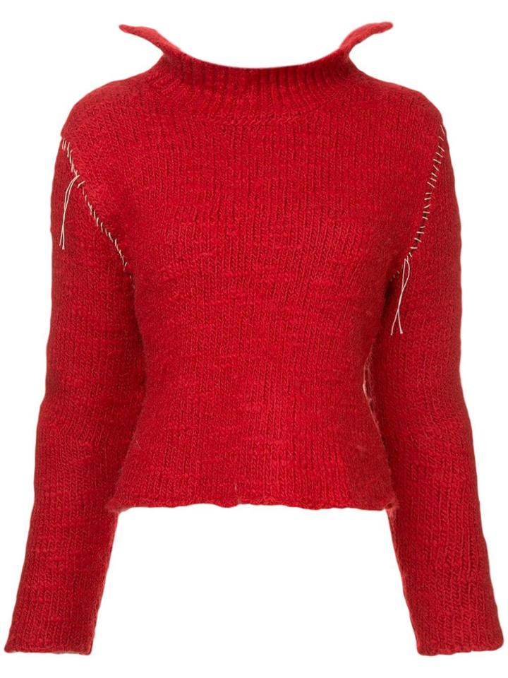 Marni Stitched Sleeve Sweater - Red