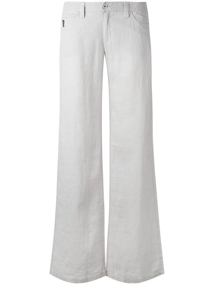 Armani Jeans - Wide-leg Trousers - Women - Linen/flax - 27, Grey, Linen/flax