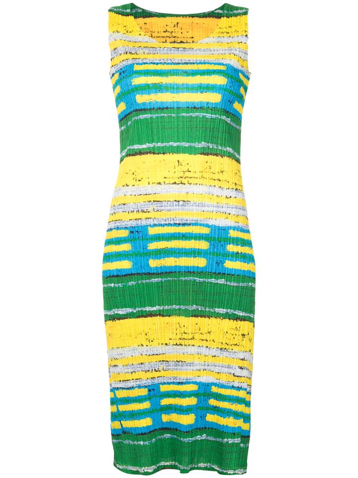 Issey Miyake Vintage Artistic Stripe Pleated Dress - Multicolour