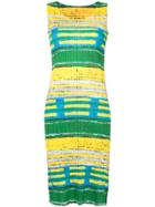 Issey Miyake Vintage Artistic Stripe Pleated Dress - Multicolour