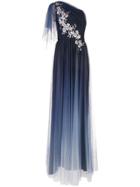 Marchesa Notte Long One-shoulder Dress - Blue