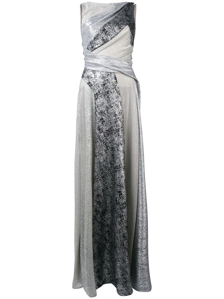 Talbot Runhof Metallic Panelled Long Dress